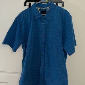 Prana Turquoise Blue Organic Cotton Blend SS Button Down Shirt Mens XXL